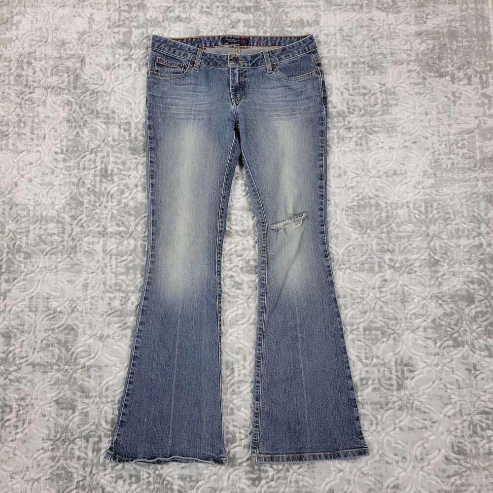 Vintage American Eagle Jeans Womens 6 Blue Favorite Fit Distressed Flare Y2K